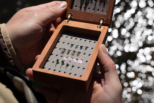 'Maine Made' Wooden Fly Box w/ Custom Fly Collection