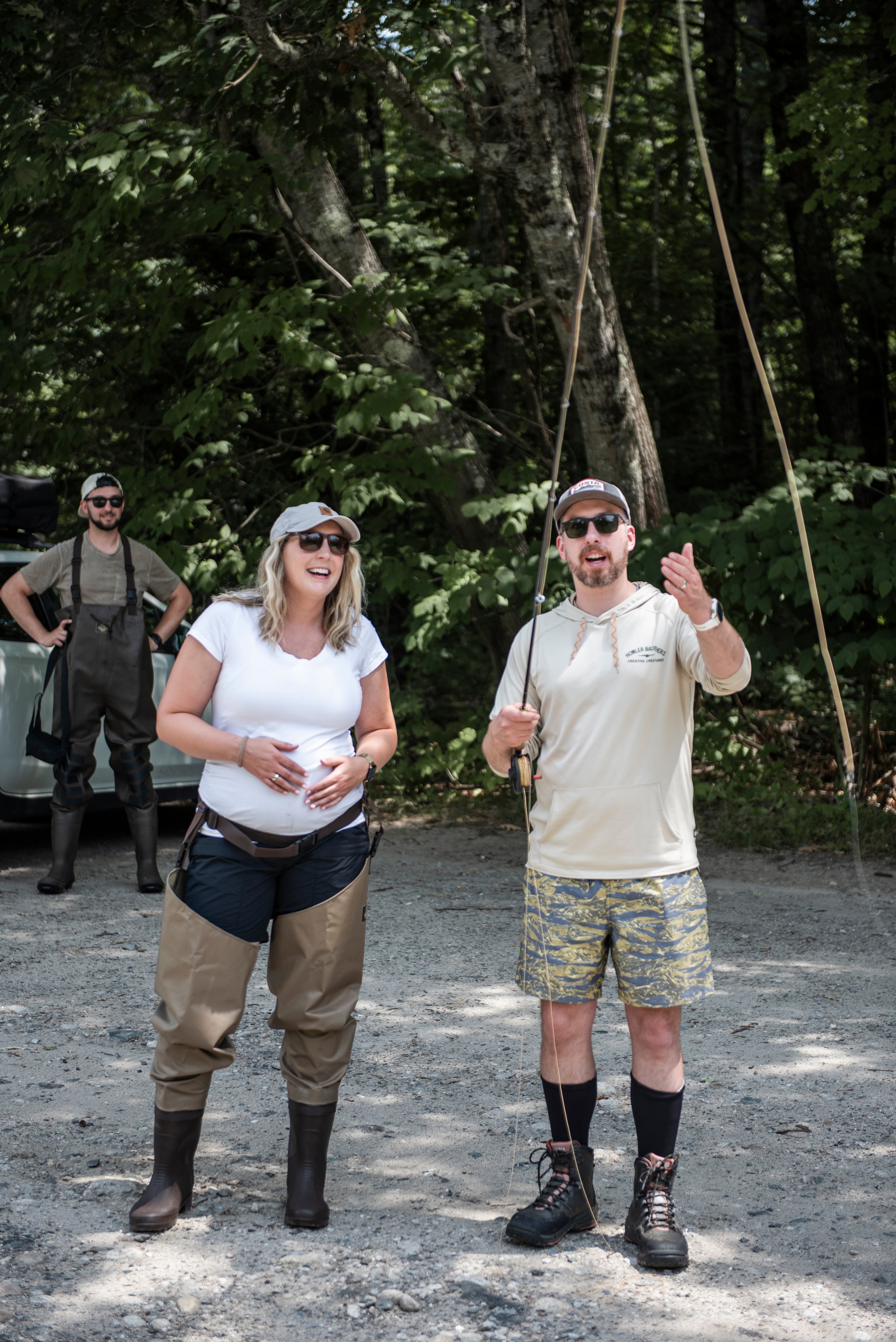 new england fly company instructor teaches student how to cast a fly rod